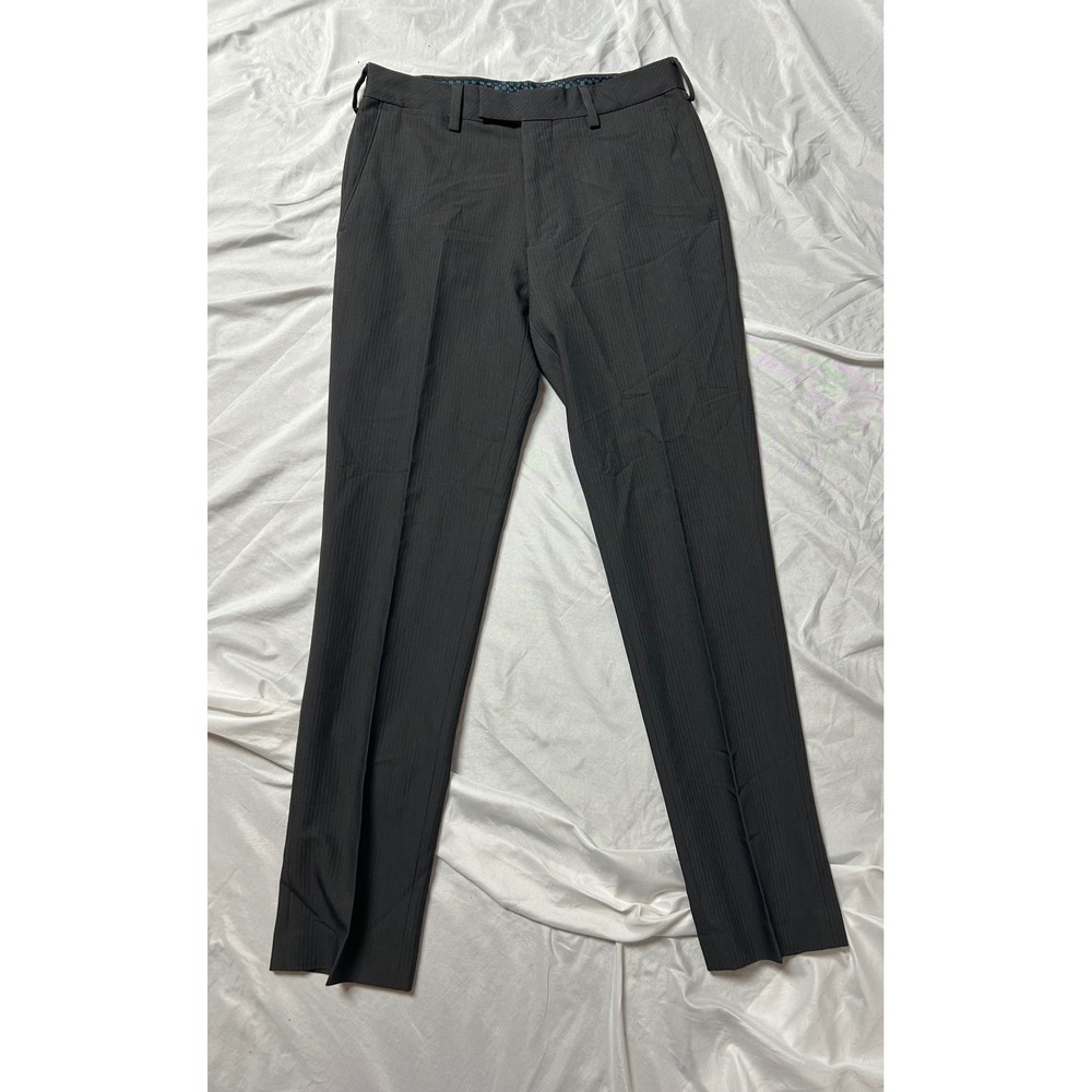 Louis Raphael Mens 30x32 Charcoal Gray Pinstripe Stretch Dress Pants Flat Front